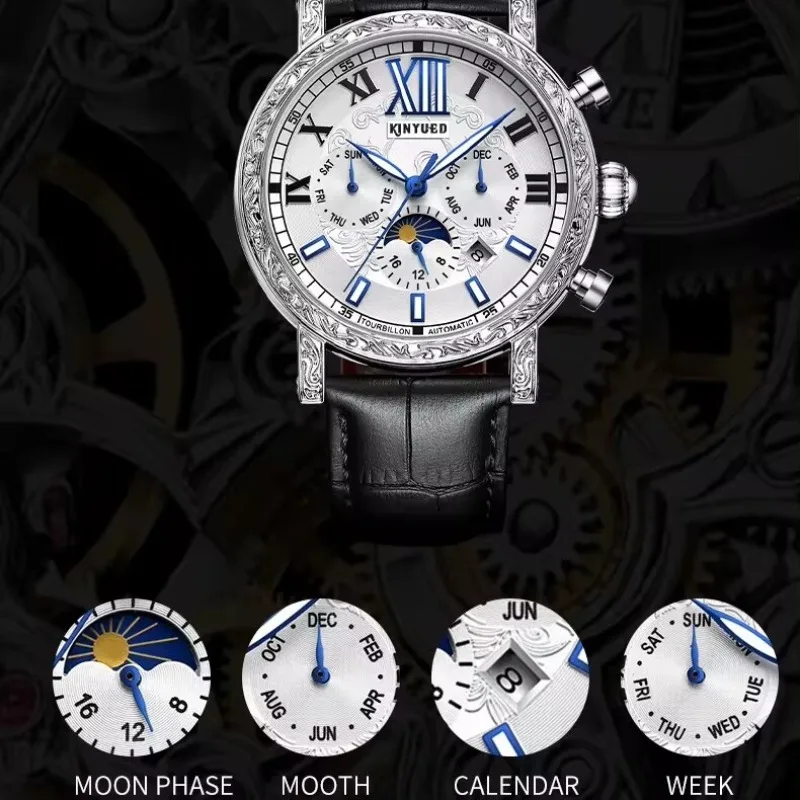 Movement Mechanical Automatic Men Wrist With Winding Watches Watch Tourbillon Skeleton Man Winner Luminous Calendar Waterproof