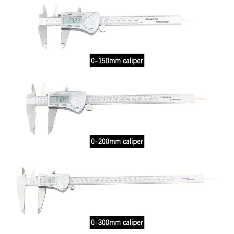 

150/200/300 mm Electronic Digital Vernier Calipers IP54 Water Resistant Measuring Tool Waterproof Stainless Steel Caliper
