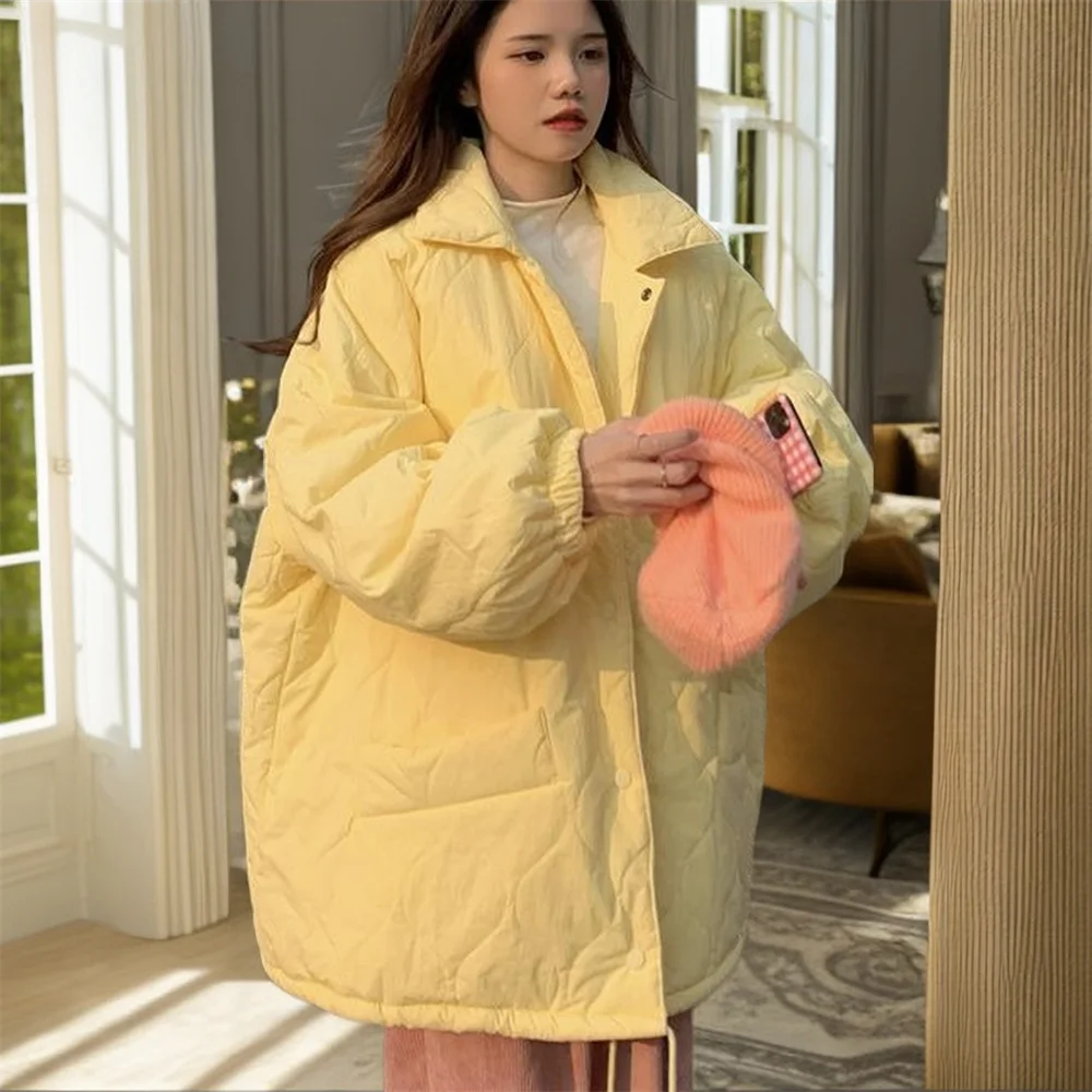 

Winter Little Collar Youth Warm Cotton Jacket Japanese and Korean Loose Button Cotton Jacket Casual Versatile