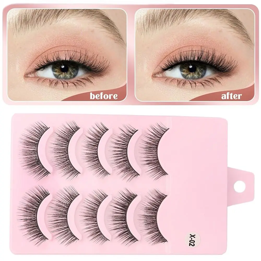 5 pairs New Wispy Manga Lashes Soft Spike Anime Fake Eyelashes Flared Wet Eyelash Eye Makeup