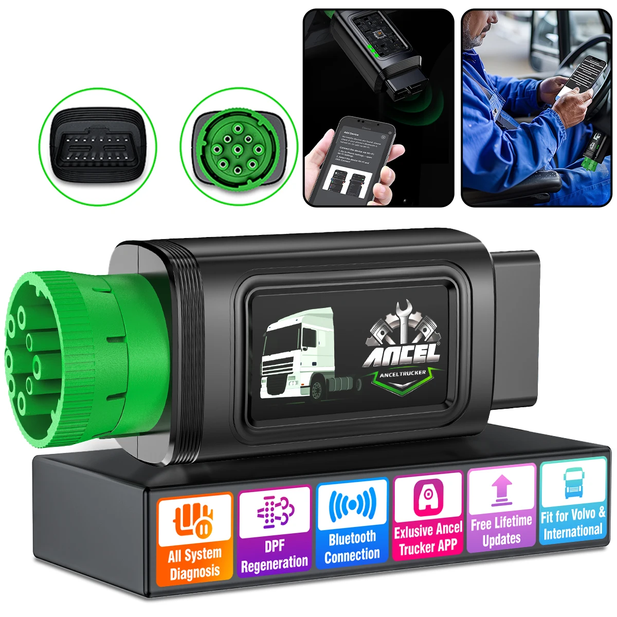 

ANCEL HD120 Дизельный сверхмощный сканер для грузовиков, все системы D.P.F Regen, диагностический инструмент для сканирования дизельных грузовиков для Volvo для международных