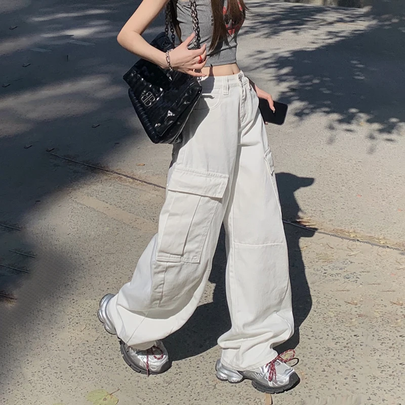 KSTUNผู้หญิงCargoกางเกงยีนส์ขากว้างหลวมDenimกางเกงBaggy Streetwear Vintageผู้หญิงกางเกงยีนส์อเนกประสงค์ความยาวเต็มกางเกง 2025