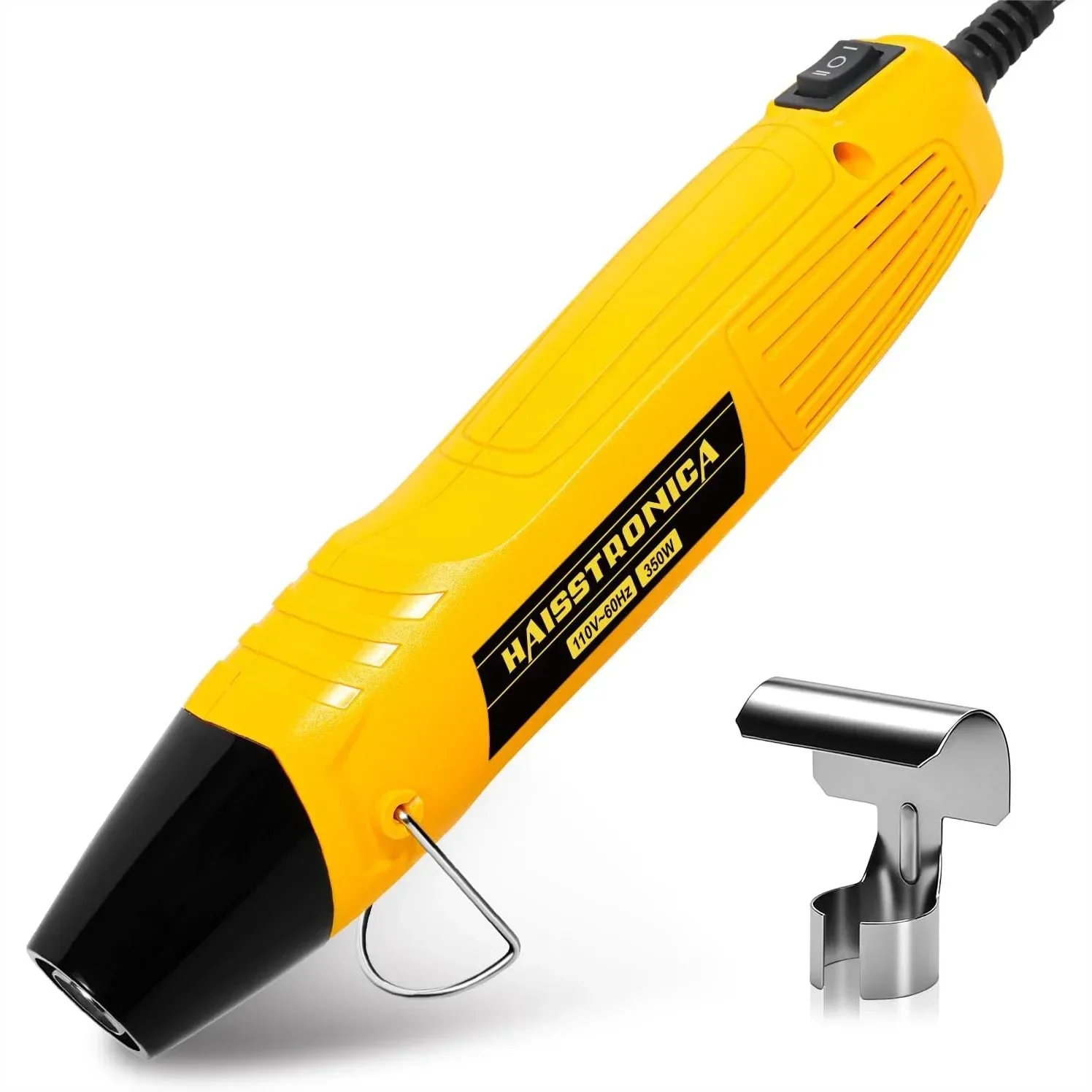 

Термоусадочный пистолет 350 Вт с 2 температурными режимами, металлической подставкой и защитой для насадок для рукоделия, тиснения и виниловой пленки - Надежный, горячая новинка