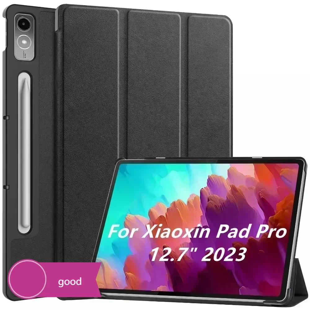 

for Lenovo Xiaoxin Pad Pro 12.7 inch 2023 TB-370FU Tri-Folding Stand Smart Tablet Case For Lenovo Tab P12 Case 12 7 Cover funda