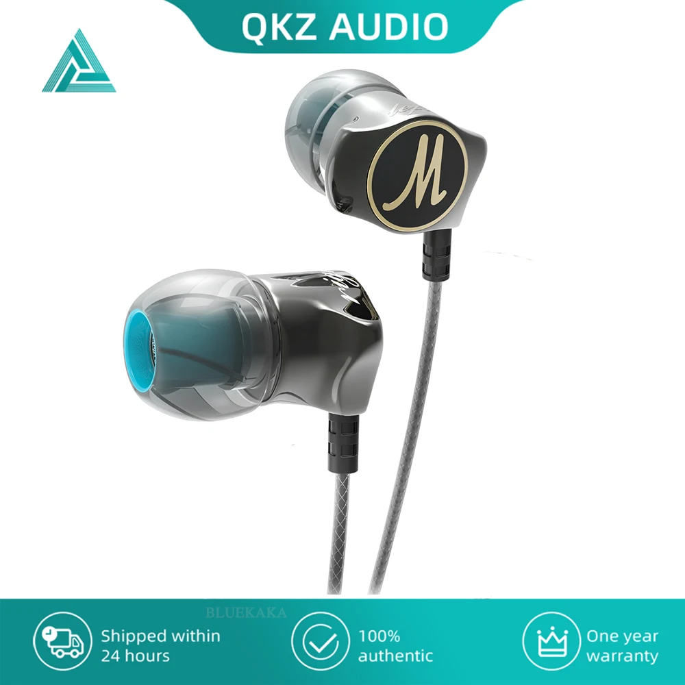 Original QKZ DM7 Earphone Special Edition Gold Plated Shell Headphones 3.5mm in-Ear HIFI Stereo HI-RES Audio Headset With Mic