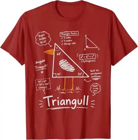 Y2k Mathematik Geometrie Persönlichkeits-T-Shirts, Dreieck Möwe Vogel Wortspiel Lustiges Geometrisches T-Shirt aus Weicher Baumwolle – Detail 7