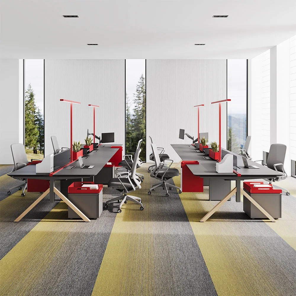 

Modern 6 Seater Modular Desk Open Space Office Workstation Office Worker Wooden Workplace Furniture