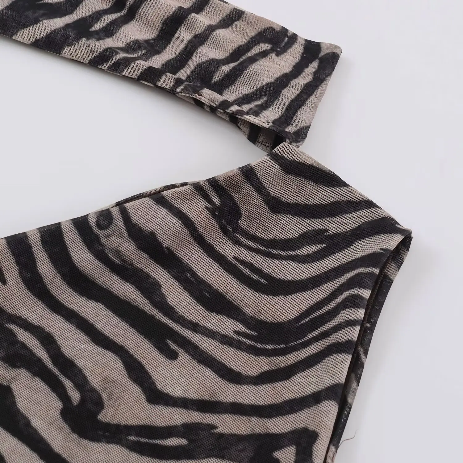 Asymmetric Neck Drawstring Halter Animal Print Top Midi Skirt Set 2026 Summer Women Sleeveless Casual Matching Set