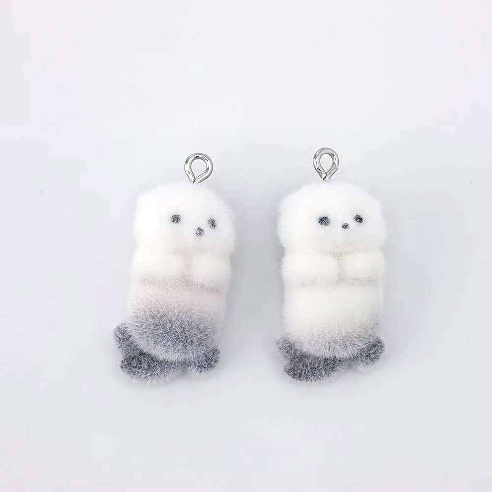 

3Pcs 3D Resin Flocking Otter Charms Cute Cartoon Animals Pendants for Necklace Keychain Making DIY Jewelry Accessories Wholesale