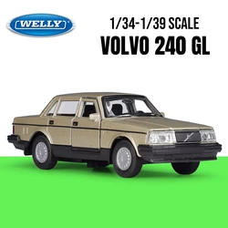 1/36 Volvo 240 GL Classical Toy Car For Children Welly Diecast Vehicle Miniature Pull Back Free Wheels Collection Gift For Boys