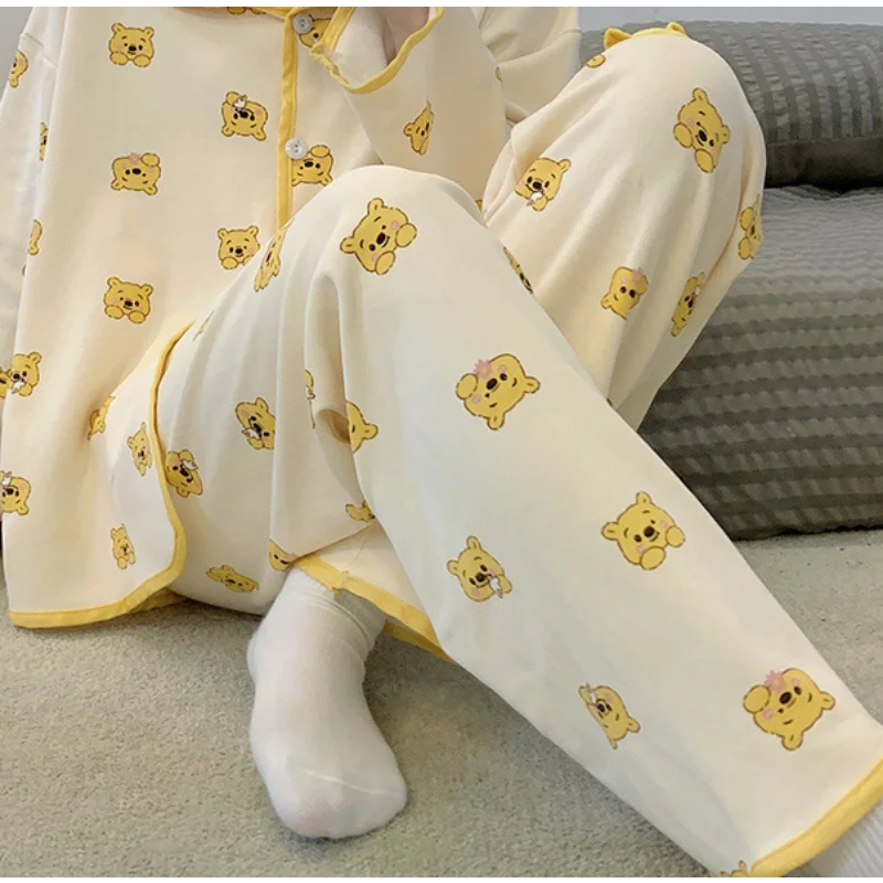 Disney Winnie the Pooh autumn new pajamas female cartoon long-sleeved animation cute loungewear two-piece set