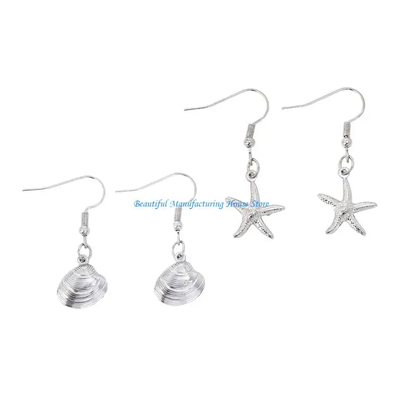 

E56A Fashion Shell Design Earrings Stainless Steel Allergy Resistant Lightweight Jewelry For Daily Outfits