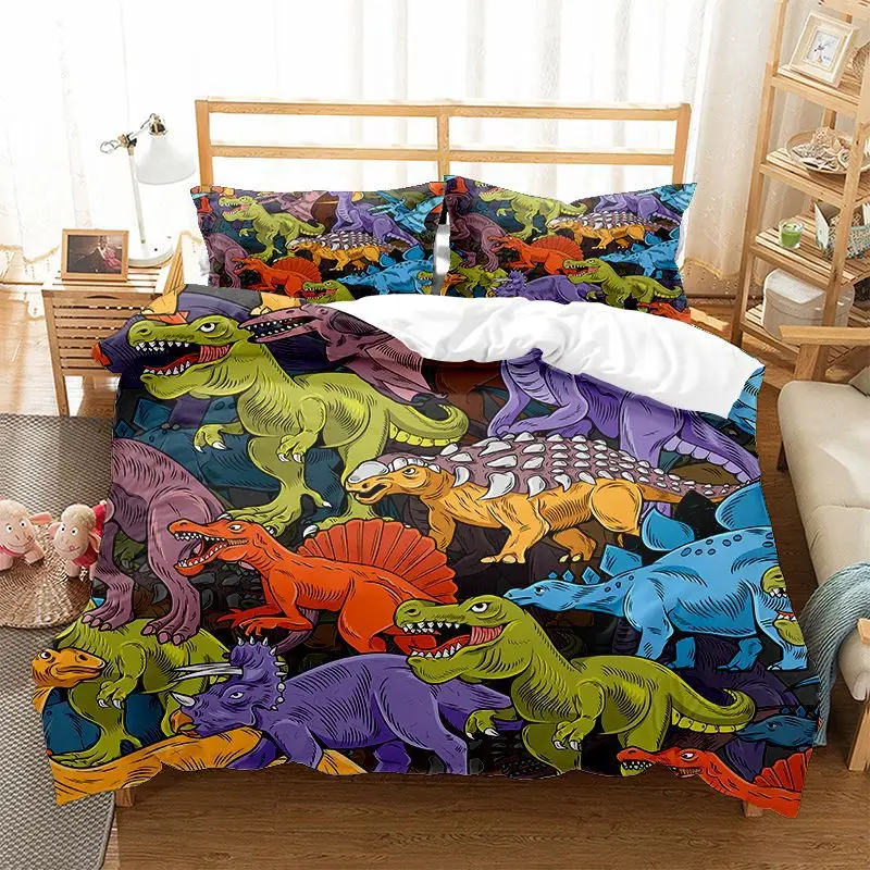 Dinosaur Duvet Cover Set Kids Bedding Set Full/Queen Size 3D Cartoon Animal Duvet Cover For Boys Girl Children Color Quilt Cover