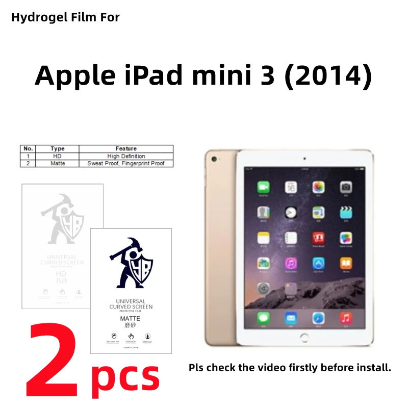 

2pcs HD Hydrogel Film For Apple iPad mini 3 Matte Screen Protector For iPad mini 3 (2014) 7.9 inches Clear/Frosted Full Cover