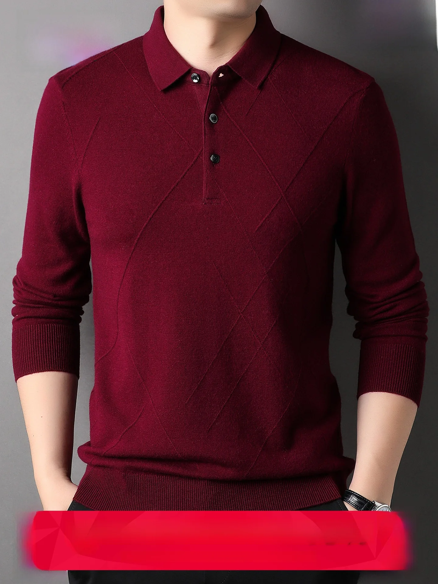 100% Cashmere  Neck Knitted Sweater for Men Autumn Winter New Style Warm Business Casual Long Sleeve Suit for Middle-Aged