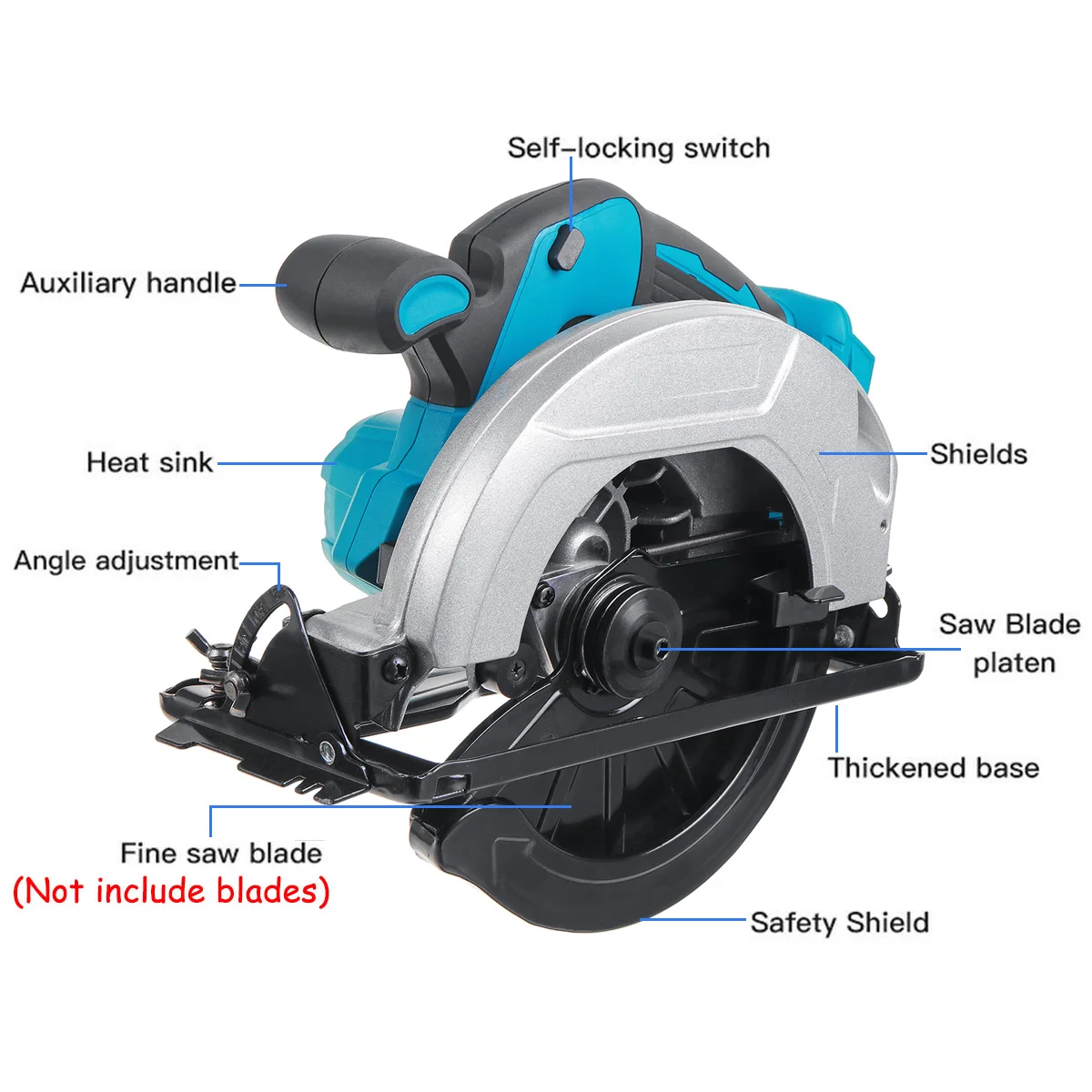 Cordless Electric Circular Saw Wood Cutter Handle Power Tools Dust Passage Woodworking Cutting Machine for 18V Makita Battery