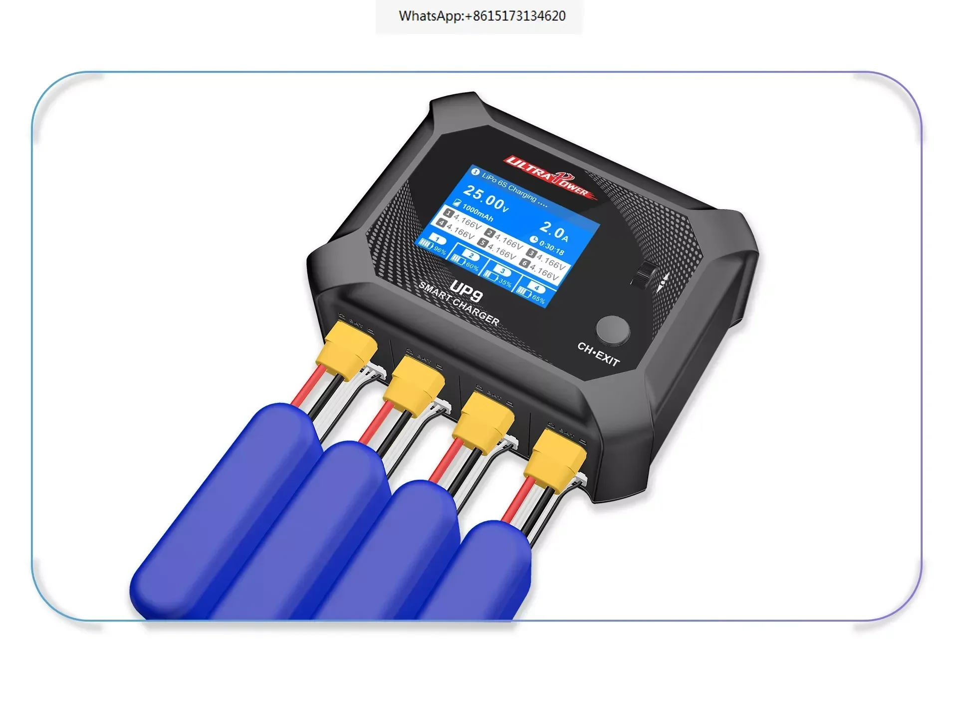 UltraPower UP9 4Channels Smart Blance Charger Discharger for 1-6S LiPo/LiHV/LiIon/LiFe Battery AC 100-240V DC 11-18V