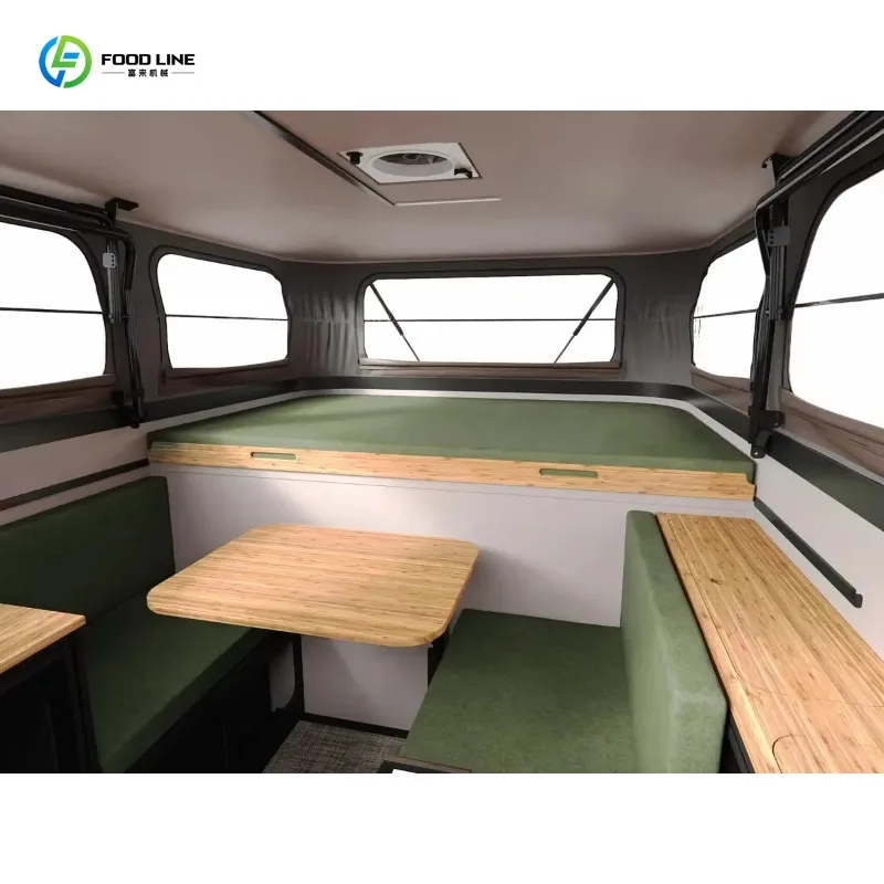 Popular Listed Off Road Truck Camper Fiberglass Rigid Flat Bottom Extended Pop Up Camper With Retractable Bed 800kg Payload