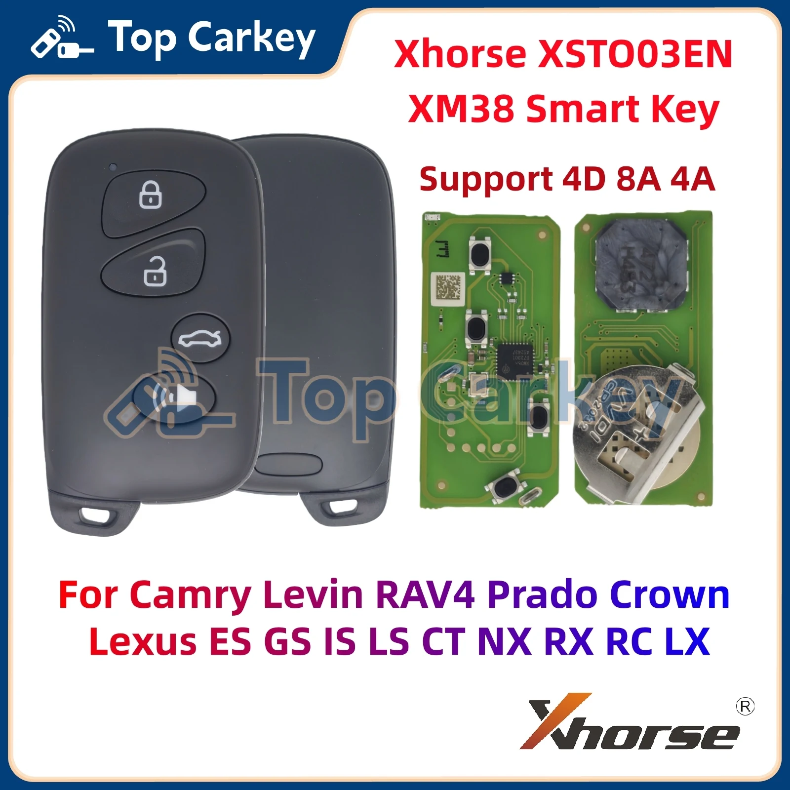 

Xhorse XM38 Smart Key XSTO03EN Поддержка чипа 4D 8A 4A для Corolla Camry Levin RAV4 Prado Crown Lexus ES GS IS LS CT NX RX RC LX