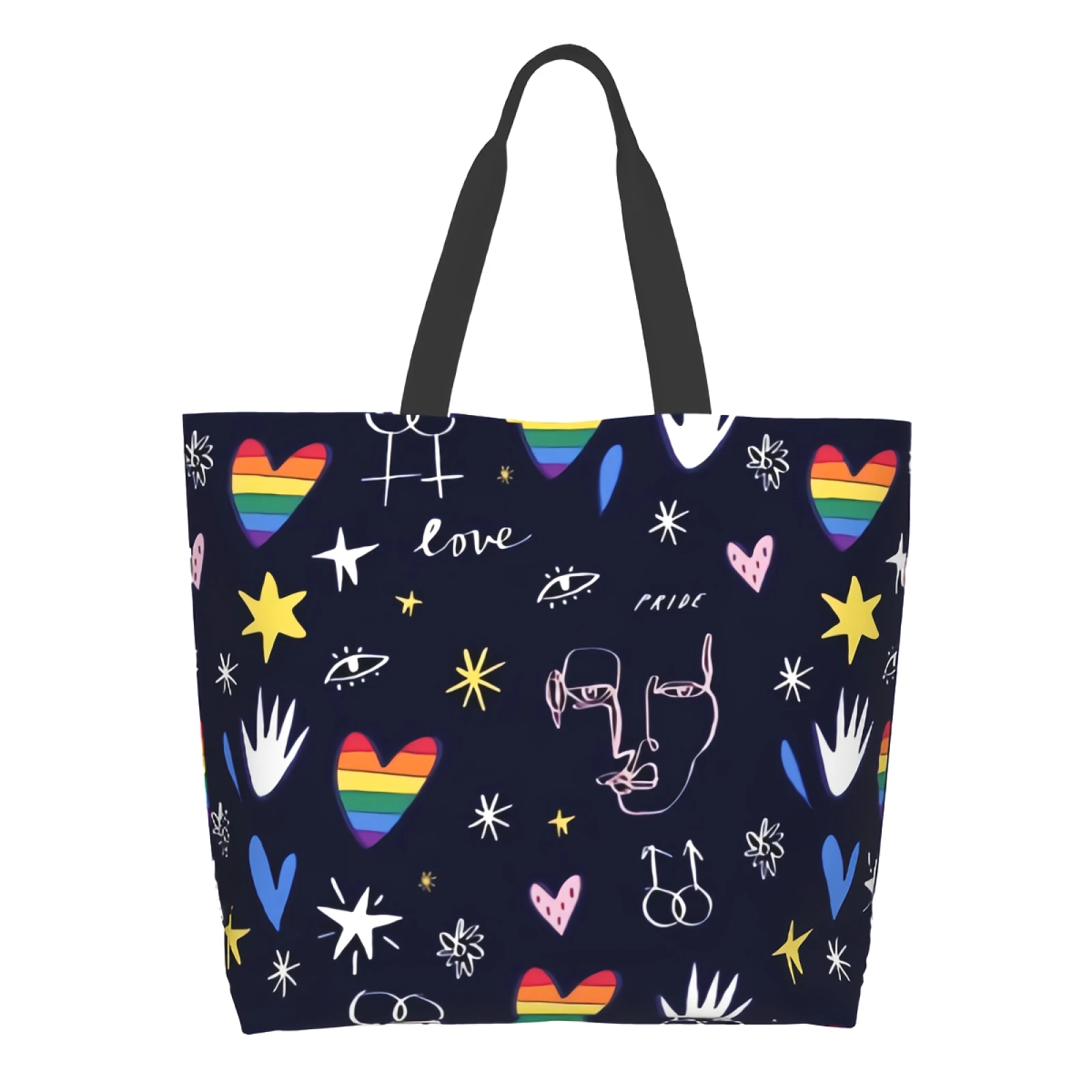 Travel Commuter Tote Bag - Gay Pride Heart Tote Bags for Women Pool Bag Beach Bags