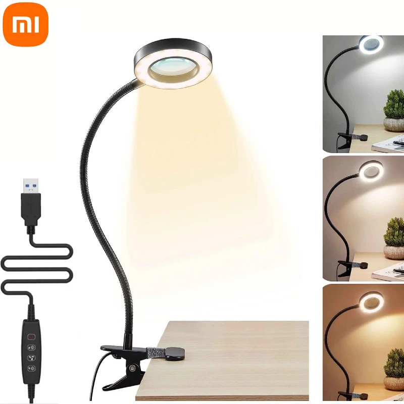 Xiaomi Desktop Clip On Night Light LED 3 Color Brightness Flexible Gooseneck Table Lamp For Children's Reading Night Light