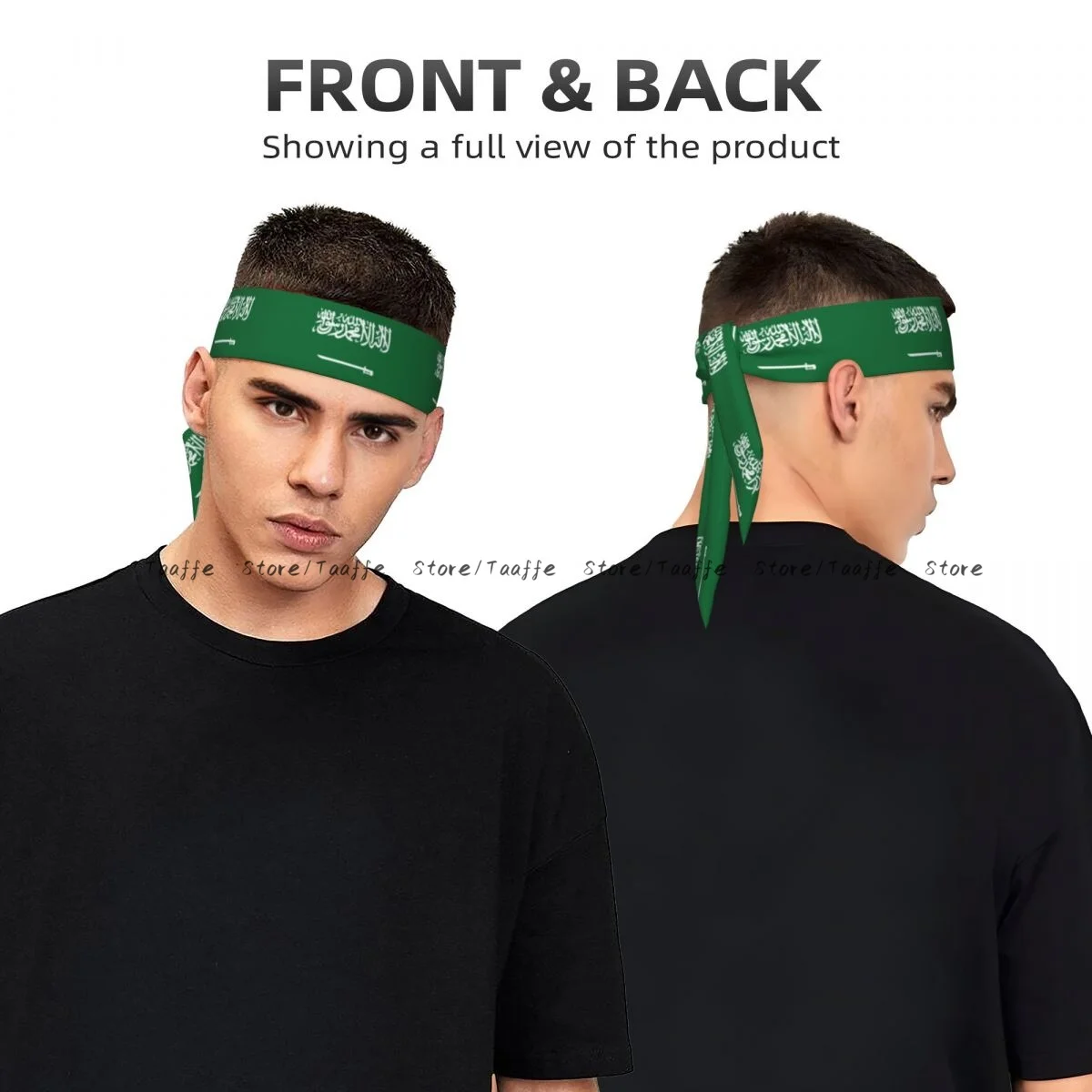 Head Tie Sports Headband Saudi Arabia Flag Athlete Sweatbands Head Wrap For Working Out Running Yoga