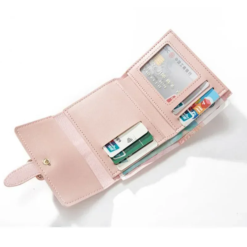 PU Leather Candy Color Small Wallets Coin Pures Ladies Card Holder Mini New Design Standard Short Purses for Women Solid Purses