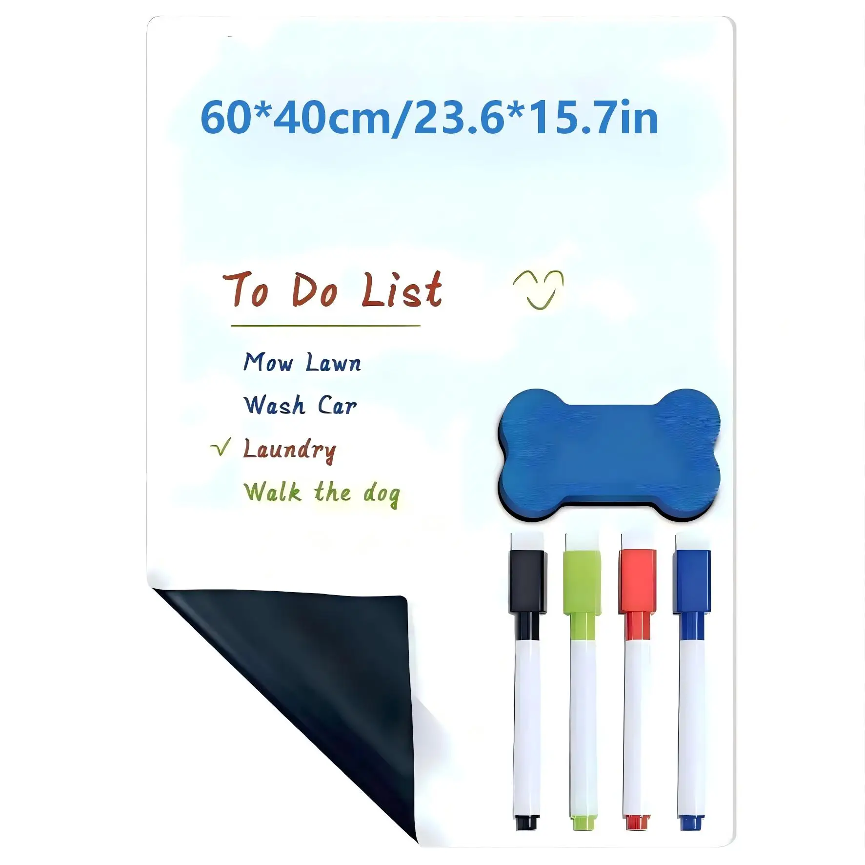 Refrigerator Magnetic Dry Erase Whiteboard, Small Whiteboard with 4 Markers and Eraser, To-do List, Family Planning Board