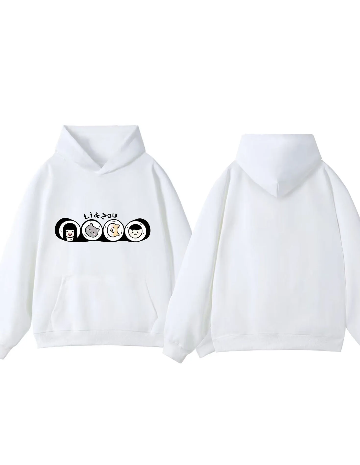 

2025 Fashion 330G Heavy Weight Li&You Sushi Character Hoodie Men's and Women's Fashion Casual Street Wear Hoodie Printed