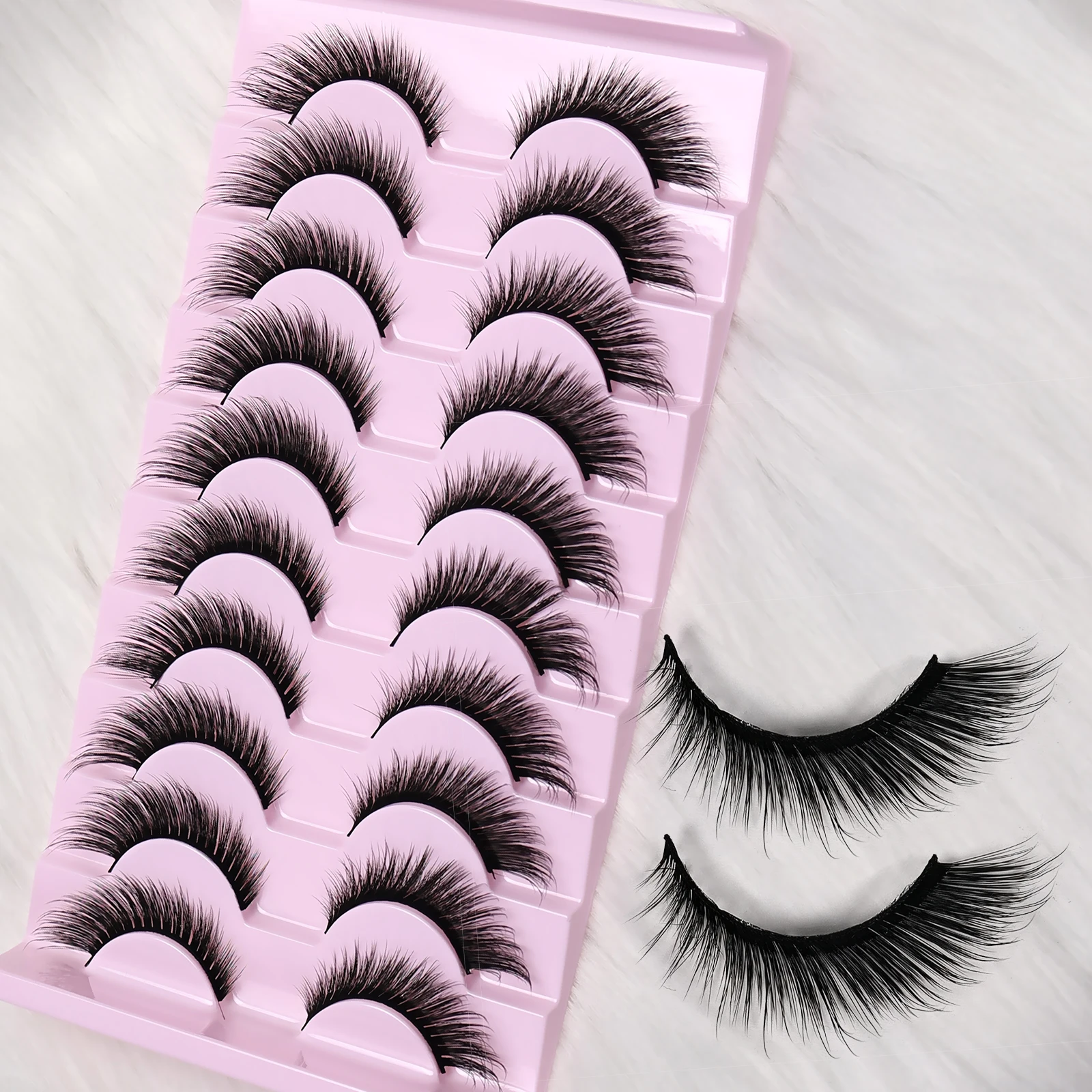 10 paia di ciglia finte C Curl Fox Eyes: morbido visone sintetico riutilizzabile, lunga durata, facile da applicare, perfette per il trucco di feste/dieri