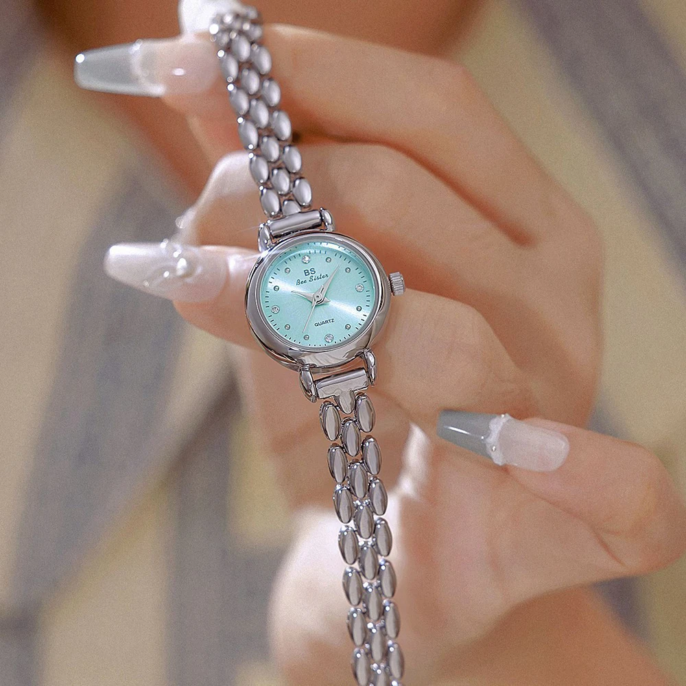 

Женские часы Bee Sister, модные простые кварцевые женские наручные часы высокого качества, элегантные темпераментные часы с маленьким ремешком-цепочкой