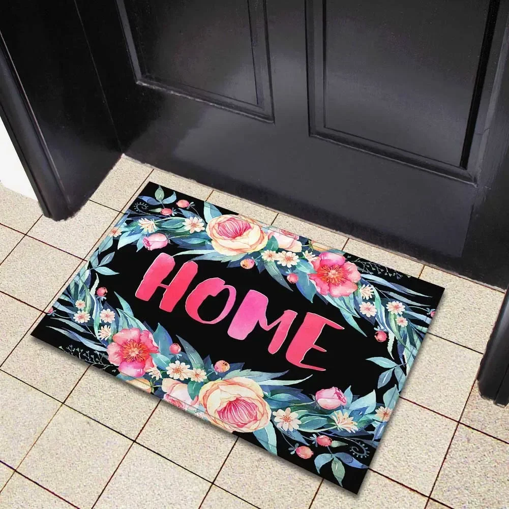 Welcome Door Mat Fun English Phrases Printed Entrance Doormat Carpet Soft Flannel Living Room Floor Mat Anti-slip Area Rug