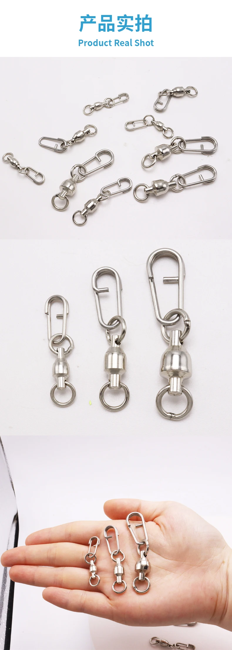 ZYZ 3/4/5 Stück Boot-Angelwirbel mit Schnappverschluss, Edelstahl, Boot-Angelzubehör, Metall-Jigging-Verbindungsstücke, Schnappverschlüsse & Wirbel – Detail 8