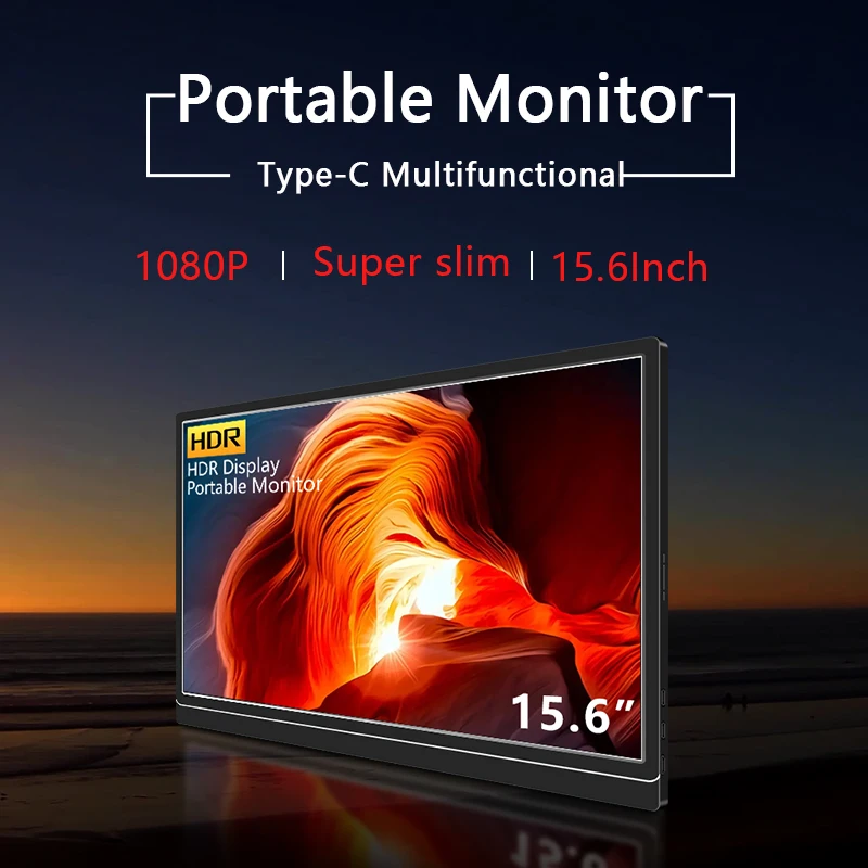 Mobile Phone Extender Gaming Portable Monitor 15.6 Inch Online Projecting USB C Laptop Extender Display Support HDR for Notebook