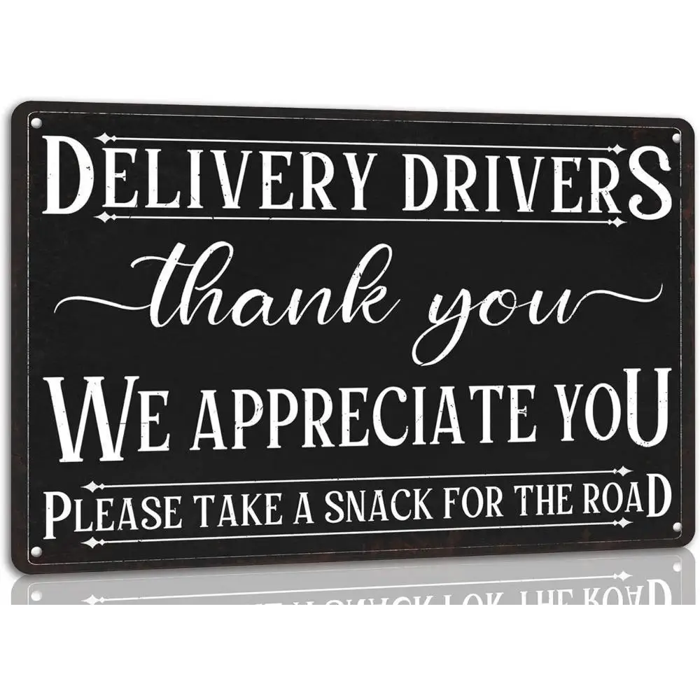 Vintage Metal Delivery Driver Thank You Wall Sign, 20.32x30.48 cm, Rustic Copper Foil Thank You Decoration with Humorous 