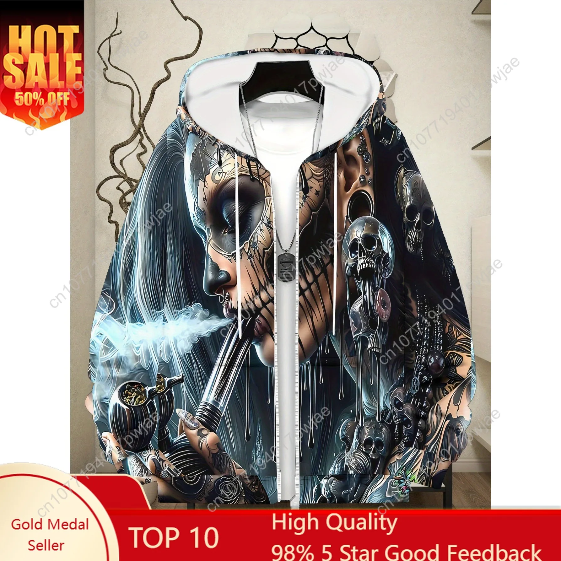 Мужская кепка на молнии с длинными рукавами, спортивная одежда, стильная толстовка с капюшоном для городских нарядов, уникальный дизайн татуировки, мягкая полиэфирная ткань, легкий вес