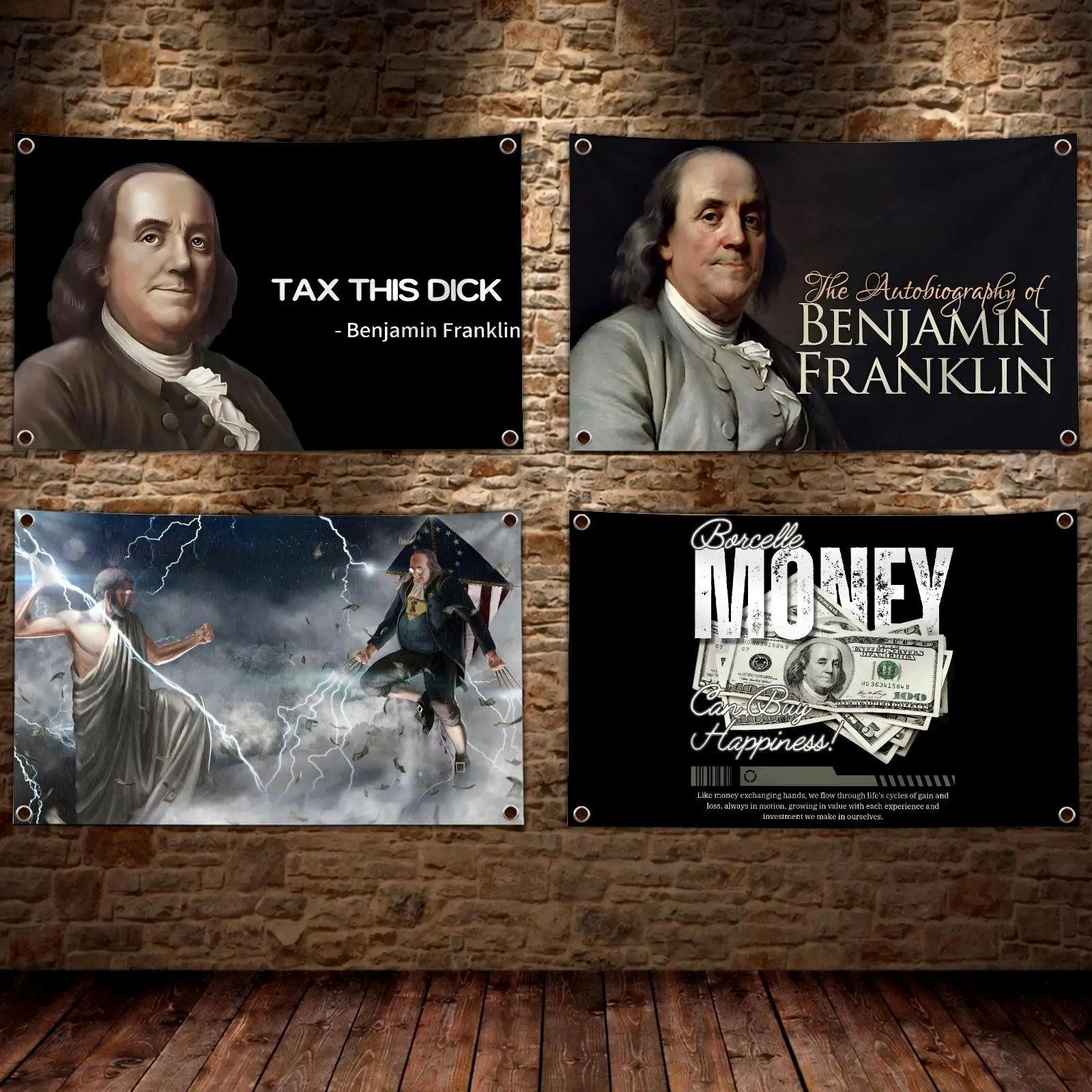 B-Benjamin F-Franklin Design Flags Decorative Tapestry Wall Banner Hanging for Bedroom Dorm Room Living Room Home Decor Art Gift