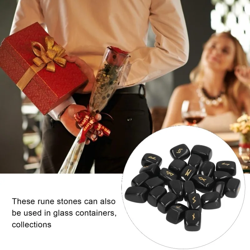 

E5 Rune Stones Ancient Rune Fine Workmanship Stylish Appearance Obsidian Material Runes Set Home Decor Room Decoration Stones