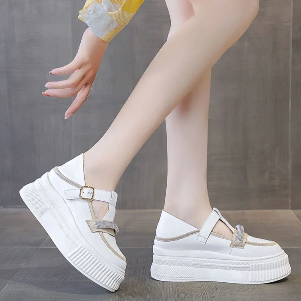 

Тенденции: 2025 г., эстетические женские туфли на высокой платформе с круглым носком, стильная оригинальная новая обувь, легкое 39, модная женская обувь