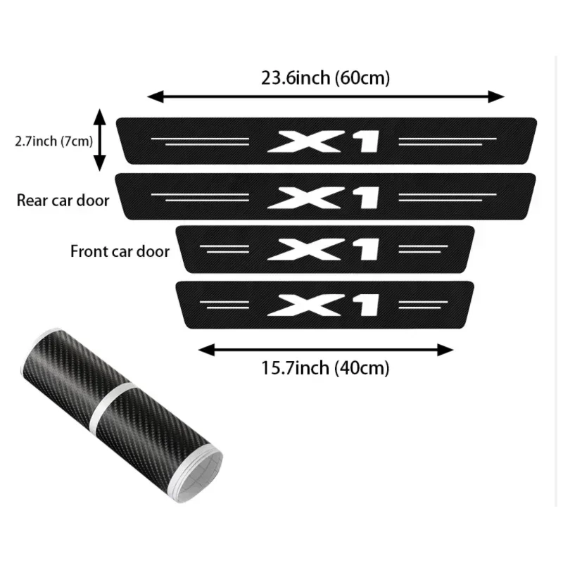 4PCS Door Threshold Sill Stickers for BMW X1 2006-2016 2018 2019 2021 2020 Carbon Fiber Car Scuff Plate  Protector Film Decals