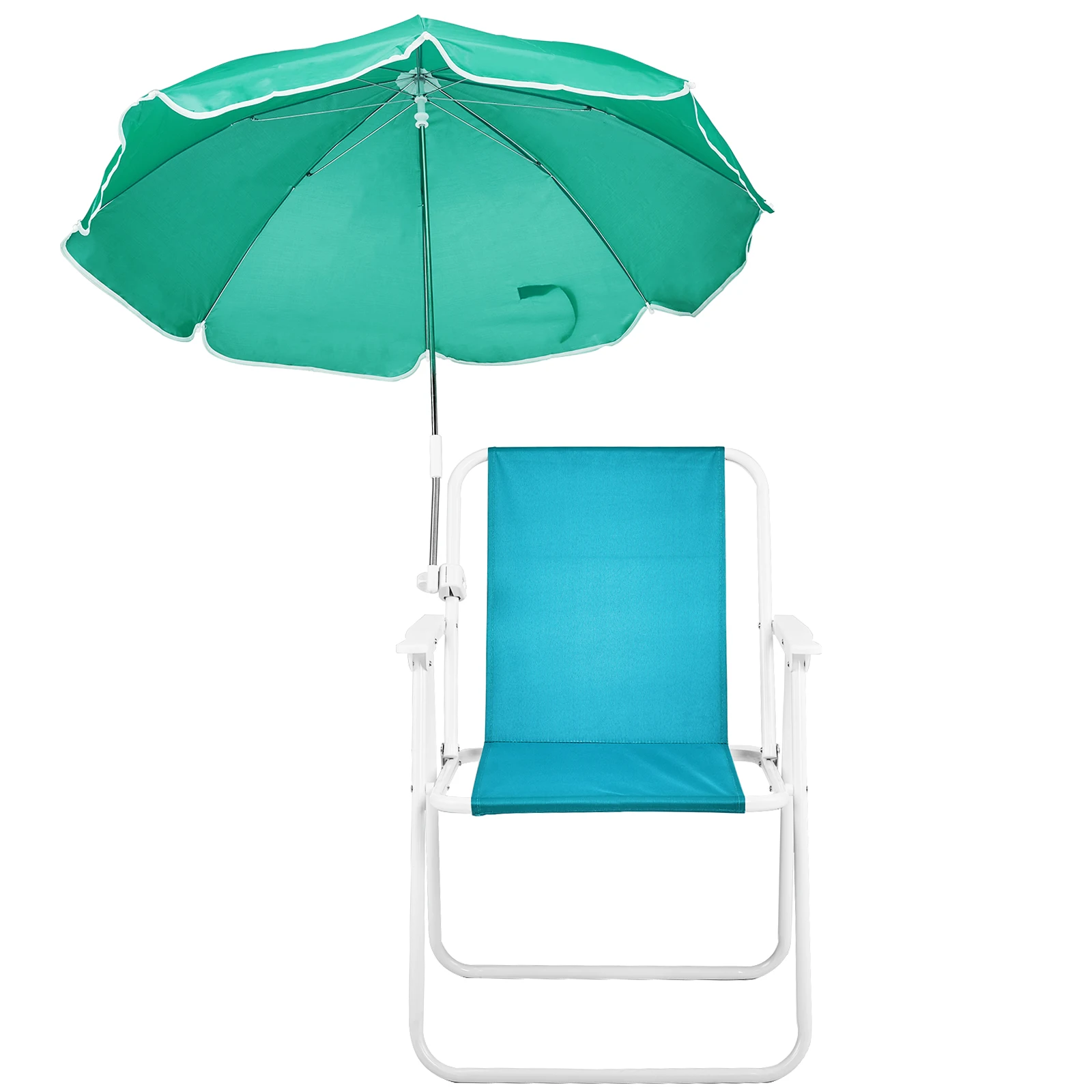 

Folding Beach Chair with Umbrella Lightweight 265LBS Capacity Outdoor Camping Mint Green