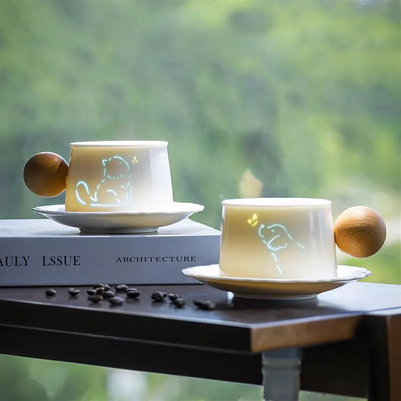 Original Ceramic Mug Hollow Exquisite Mug Animal Coffee Cup Saucer Home Office Simple Luxury Couple Cups 2026 New Arrival Funny