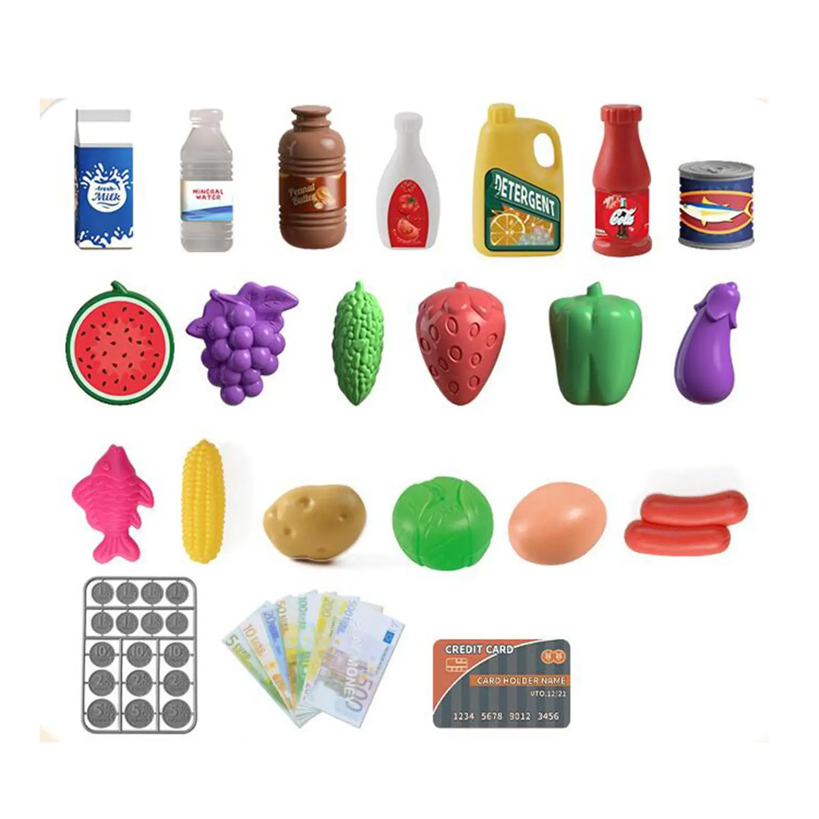 Register Grocery Playset with Calculator,Working Scanning Tool,Play Money