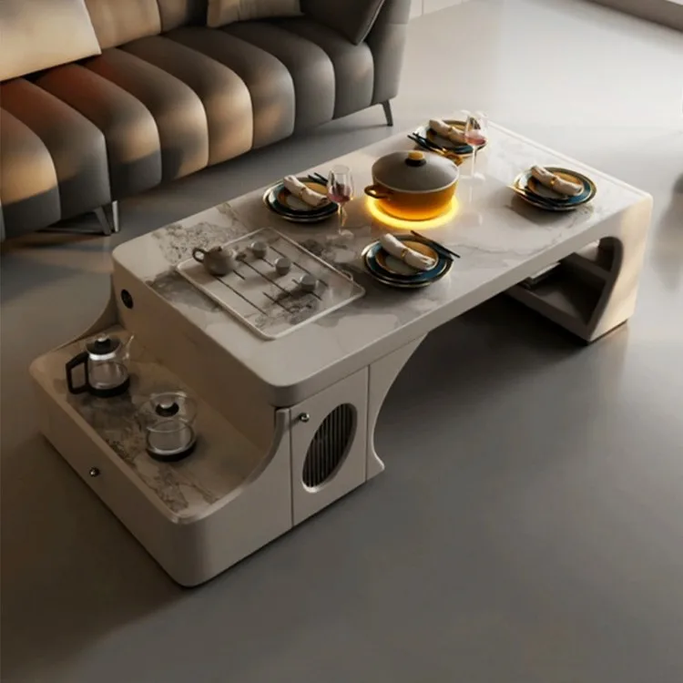 2025 new light luxury Kung Fu tea small apartment high-end integrated luxury household coffee table rock tea house board coffee