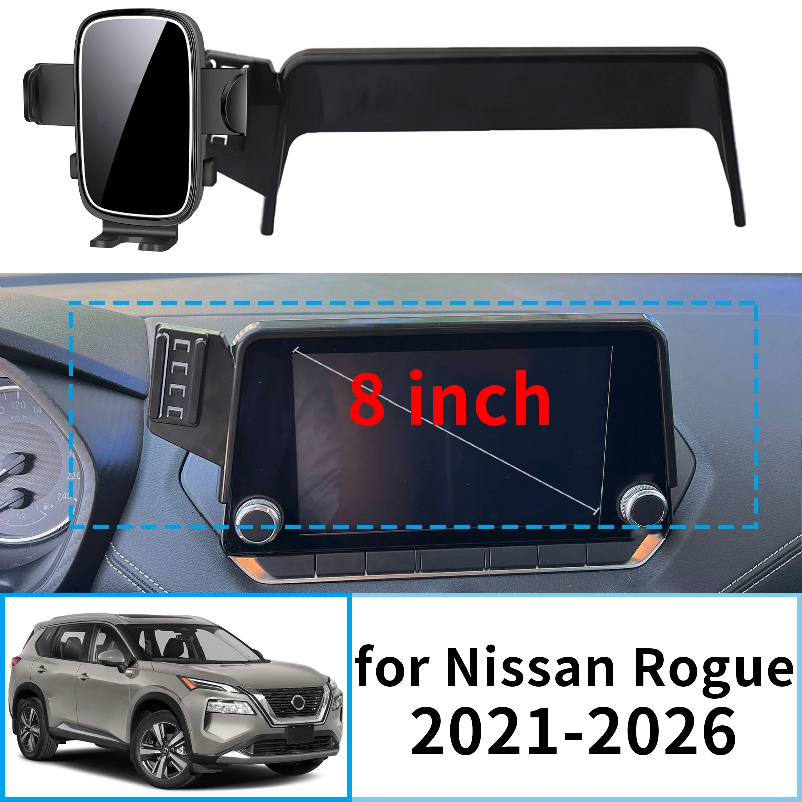 

fit for Nissan Rogue 2021-2026 T33 8inch Stable Clip-On Phone Holder​​ Mount Screen Base No Vibration​ Car accessoires