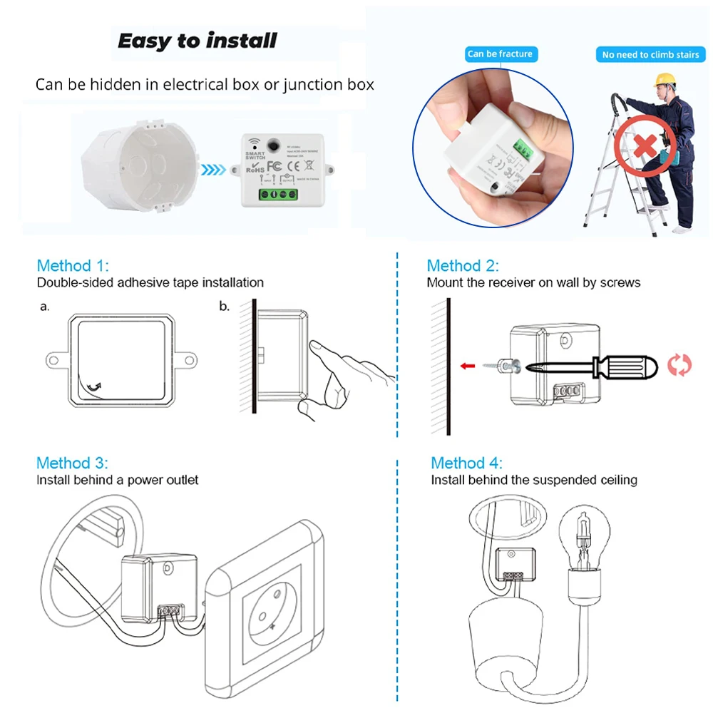 CENFAYA 433HMz Wireless Light Switch 3 Gang 86 Wall Panel RF Switch AC 110V 220V 230V 10A Relay Receiver Controller No Wiring