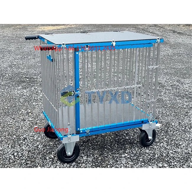 Carrello portatile grande per animali domestici Carrello pieghevole in alluminio per toelettatura cani con chiusura a bottone Elegante motivo animale
