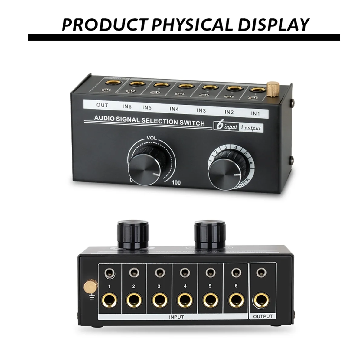 Y23A Audio Switcher – 6-Wege 3,5/6,35 mm Stereo-Audio-Switch – Signalquelle Switcher Selector Splitter Box mit Line Controller