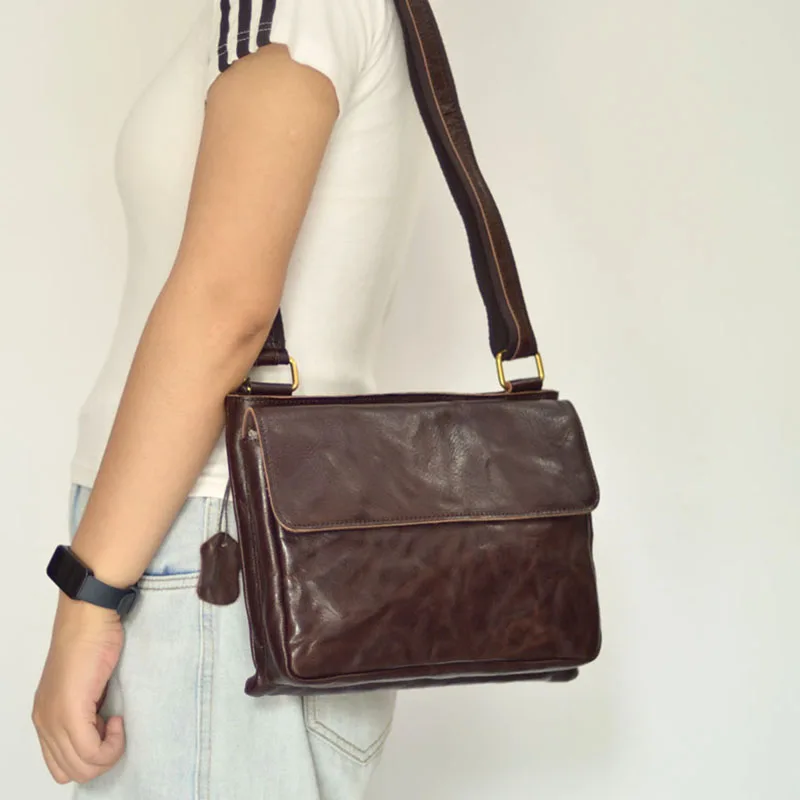 

AETOO Сумка-мессенджер из воловьей кожи растительного дубления, сумка через плечо в стиле ретро, высококачественная сумка через плечо большой вместимости, модные лучшие модели