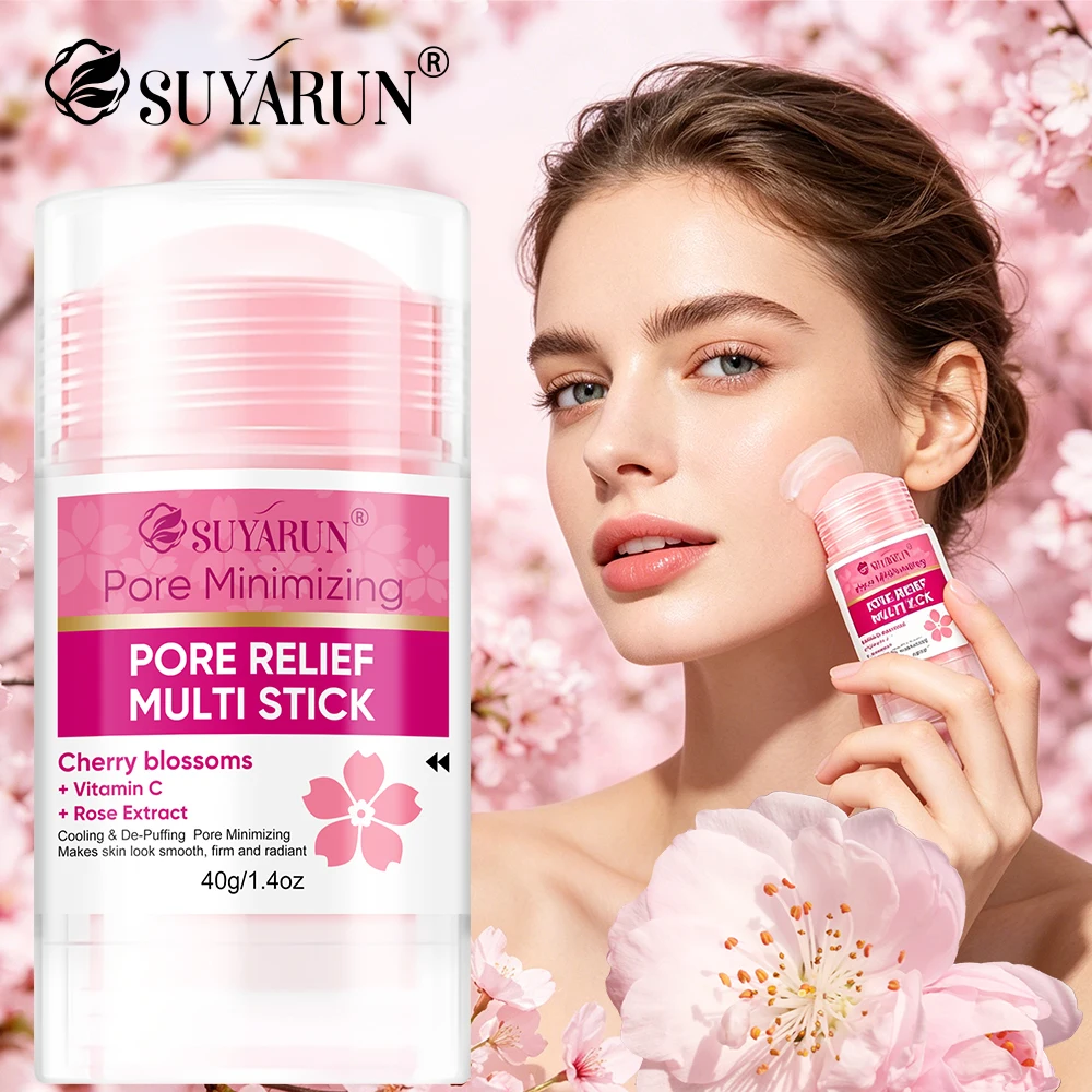 SUYARUN Pink Pore Refining Stick: Instant Blackhead Remover, Minimize Pores, Smooth & Matte Face, Skincare Must-Have.Rough Skin.